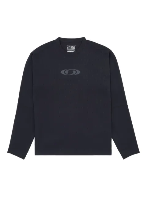 MM6 Maison Margiela X Salomon textured logo long-sleeved T-shirt Black SH0NH0020M20139