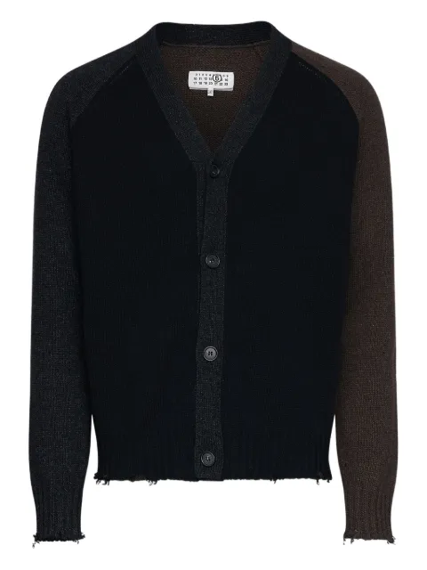 MM6 Maison Margiela color-block distressed cardigan Black SH2HP0013M13160