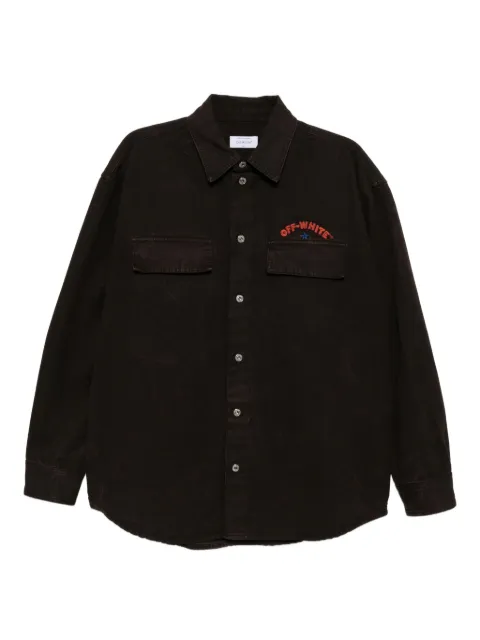 Off-White embroidered-print shirt Brown OMES015S25FAB0016G25