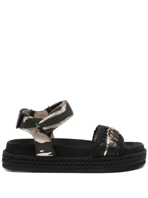 Mou logo-plaque suede sandals Black SW451000C
