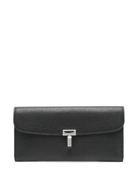 TOTEME T-Lock grained-leather wallet Black 253WAM0041LE0030001