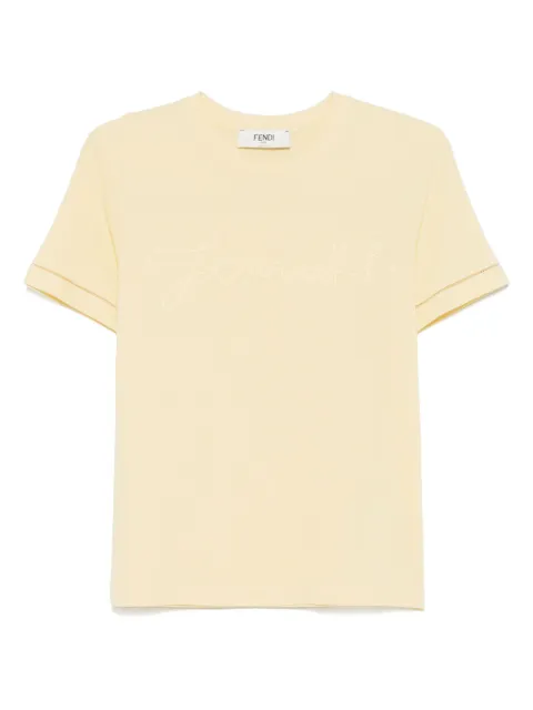 FENDI logo-embroidered T-shirt Yellow FS7254ASMG