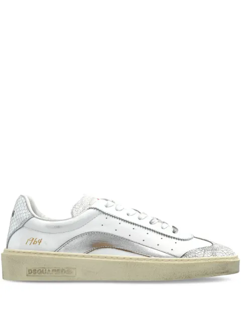 DSQUARED2 Rider metallic-leather low-top sneakers White SNW030101508442