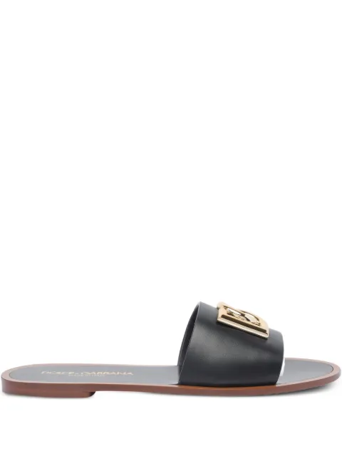 Dolce & Gabbana flat slippers in calfskin Black CQ0619AW576