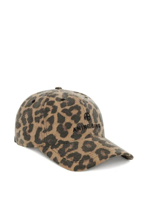 ANINE BING Jeremy leopard-pattern baseball cap Neutrals A1210083