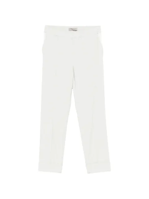 D.Exterior elasticated-waistband turned-up-cuffs trousers White 609331BIAN