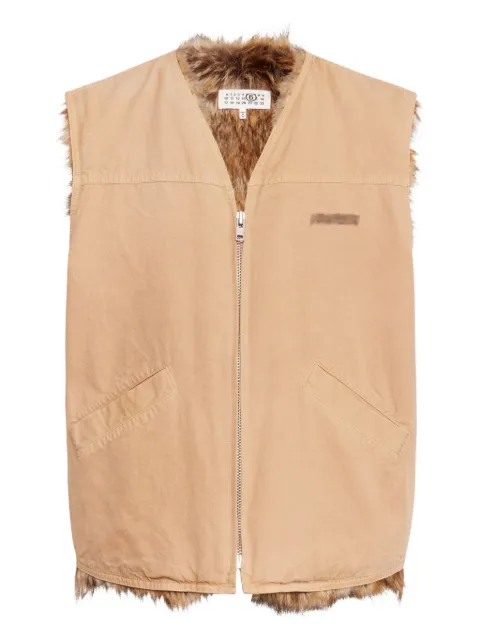 MM6 Maison Margiela faux fur-trimmed sleeveless vest Neutrals SH0FB0018S78548
