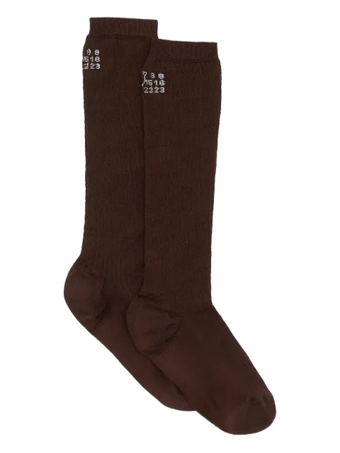 MM6 Maison Margiela Numeric ribbed socks Brown S62TL0045M13204