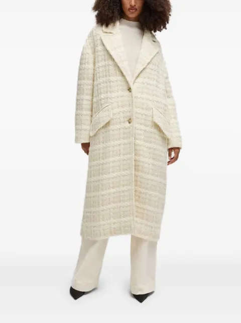 BOSS bouclé-knit coat Neutrals 50522722118