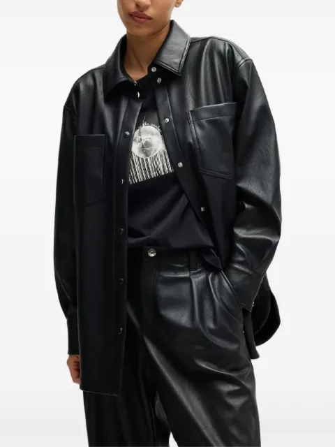 BOSS faux-leather overshirt Black 50528278001