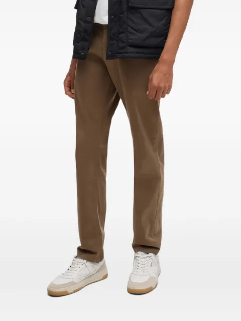 BOSS logo-patch chino trousers Brown 50510933