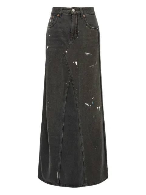 MM6 Maison Margiela paint-splatter denim skirt Black S52MI0025M30011
