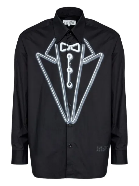 MM6 Maison Margiela tuxedo-print long-sleeves shirt Black SH2DT0030M35256