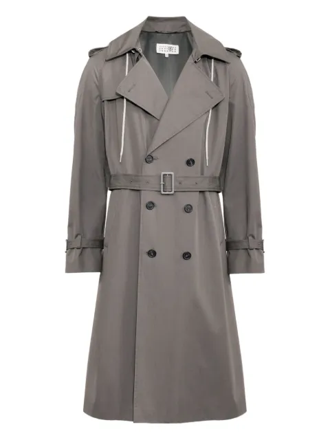 MM6 Maison Margiela double-breasted hooded trench coat Grey SH0AH0005M35500