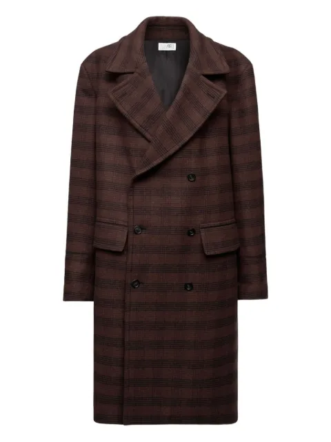 MM6 Maison Margiela checked double-breasted coat Brown S52AA0190M35472