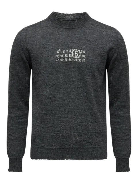 MM6 Maison Margiela numeric crew-neck sweater Grey SH0HL0033M13134