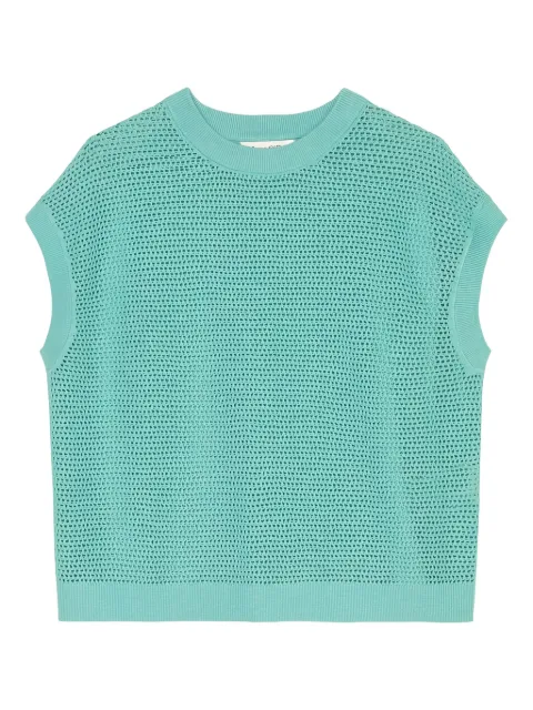 Marc O'Polo crochet-knit short-sleeve top Blue 303501063255