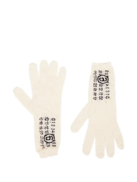 MM6 Maison Margiela numbers-motif knitted gloves White S52TS0043M13135