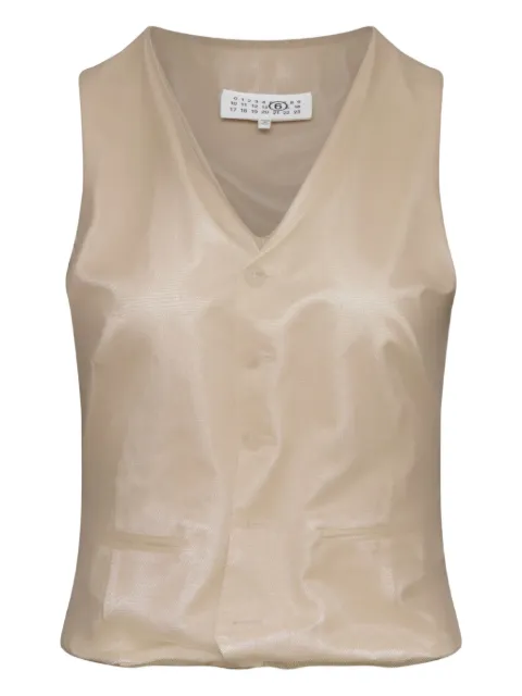 MM6 Maison Margiela satin button-up waistcoat Neutrals S62FB0084MTJ036