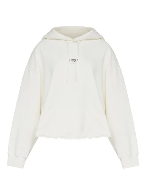 MM6 Maison Margiela frayed-hem logo hoodie White S62GU0142M25024