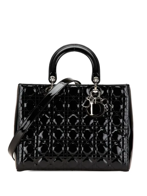 Christian Dior Pre-Owned 2017 Large Patent Cannage Lady Dior satchel Black 5GP55Y9X5A371Q4T