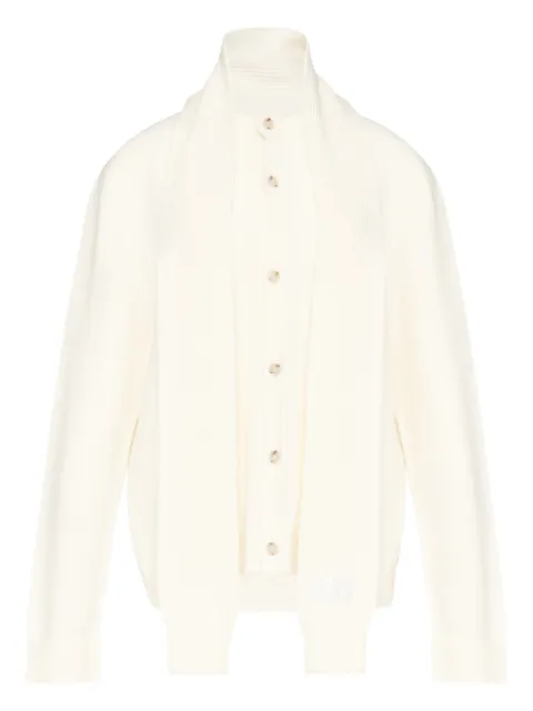 MM6 Maison Margiela scarf-detail button-up cardigan Neutrals S52HP0034M13140