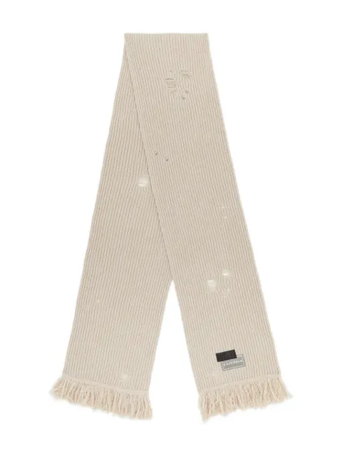 MM6 Maison Margiela ribbed frayed-edge scarf Neutrals S52TE0056M13138
