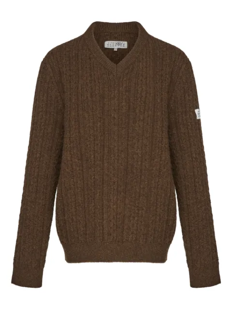 MM6 Maison Margiela v-neck ribbed sweater Brown S62HN0008M13195