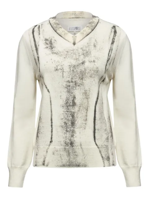 MM6 Maison Margiela abstract-print sweater White S52HN0010M13129