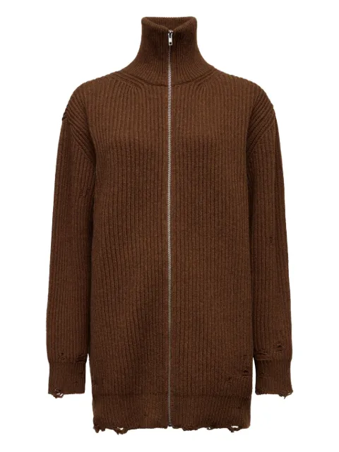 MM6 Maison Margiela ribbed zip-up cardigan Brown S52AM0322M13138