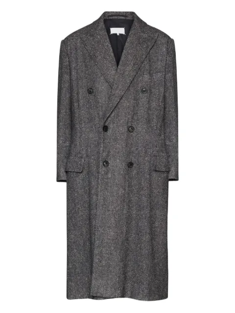 Maison Margiela herringbone double-breasted coat Grey S67AA0064M35668