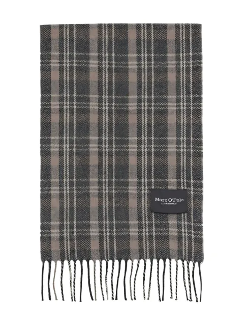 Marc O'Polo plaid fringed scarf Grey 429805102080