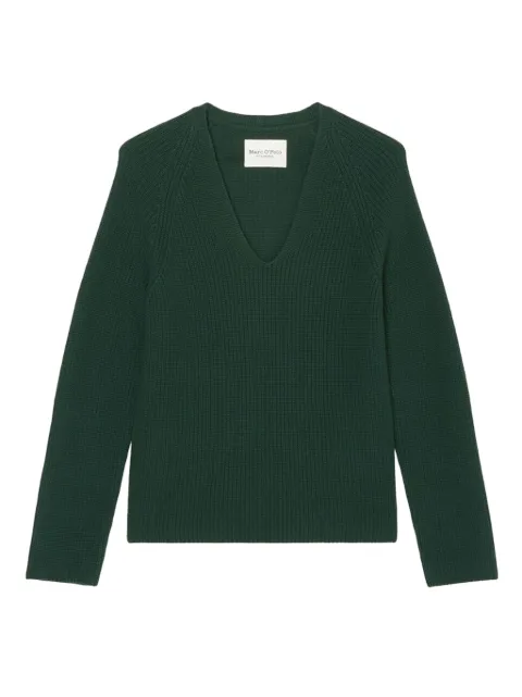 Marc O'Polo ribbed V-neck sweater Green 406605960097464