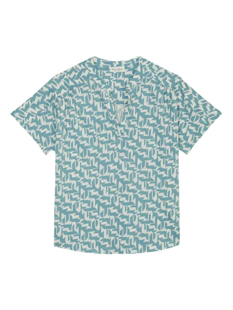 Marc O'Polo geometric-print short-sleeve top Blue 404206751435