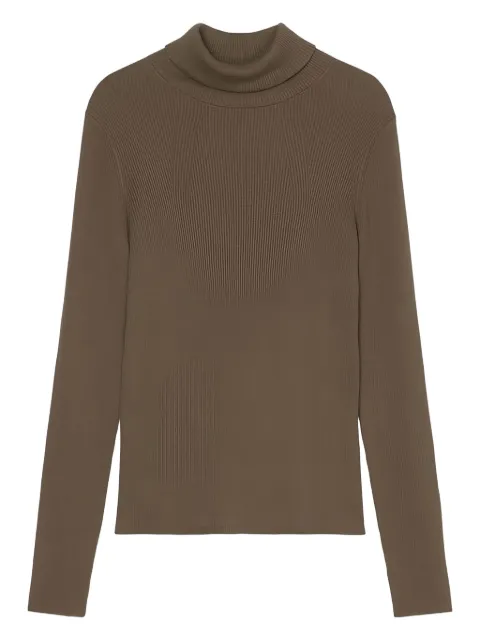 Marc O'Polo ribbed turtleneck top Brown 409501460679