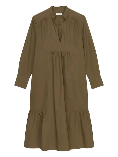 Marc O'Polo pleated long-sleeves midi dress Brown 303104121047