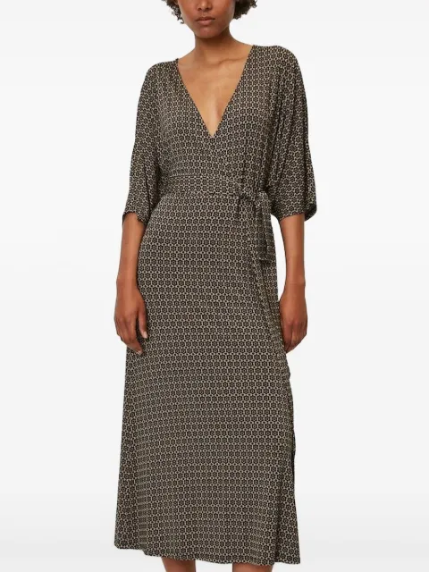 Marc O'Polo floral-print belted midi dress Brown 306305159073G23