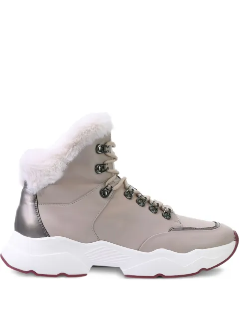 Hogl Luis faux fur-trimmed lace-up boots Neutrals 6103440