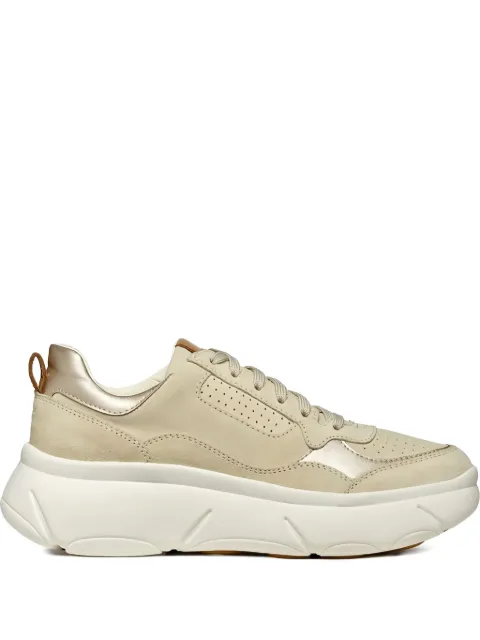 Geox perforated suede leather sneakers Neutrals D45NHB022NF