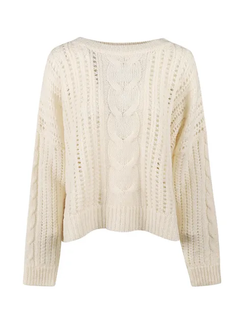Weekend Max Mara cable-knit eyelet sweater White 2425366181