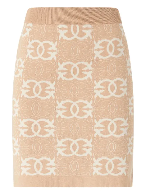 PINKO knitted logo-pattern straight skirt Neutrals 106040A2YD