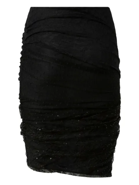 PINKO sequin-embellished lace fitted skirt Black 105584A2T5