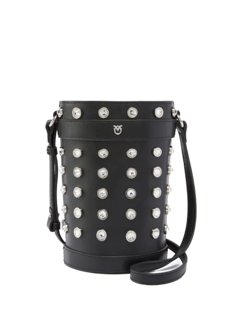PINKO crystal-embellished leather bucket bag Black 105911A2XQ