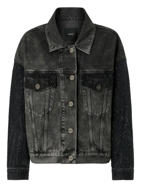 PINKO stonewashed embellished denim jacket Black 104644A2W4