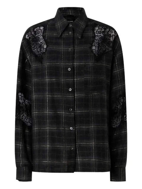 PINKO lace check-pattern shirts Black 106109A30D