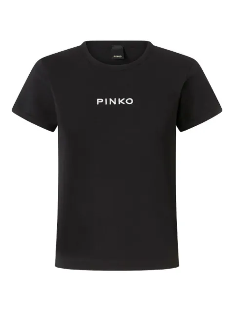 PINKO logo-embroidered cotton T-shirt Black 105728A2US