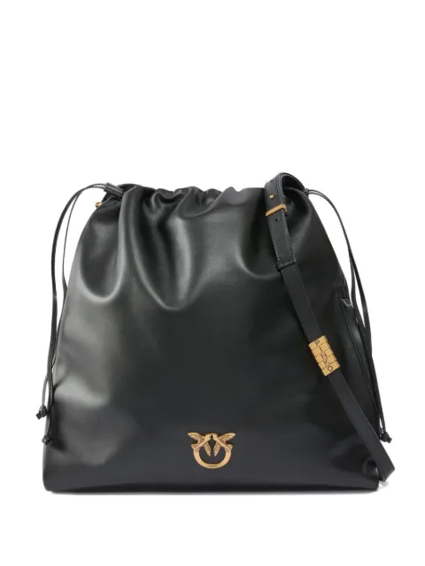 PINKO leather mini Slouchy bag with Love Birds logo Black 105362A0QO