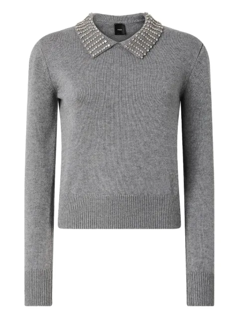 PINKO embellished-collar jumper Grey 105530A2S4