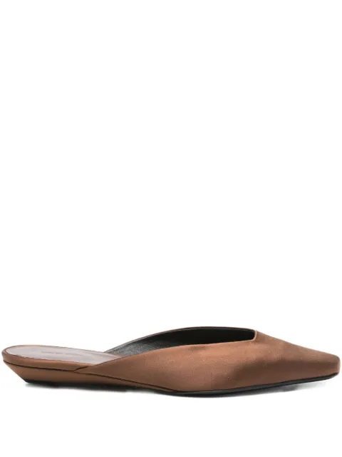Loulou Liz satin pointed-toe mules Brown PETROS
