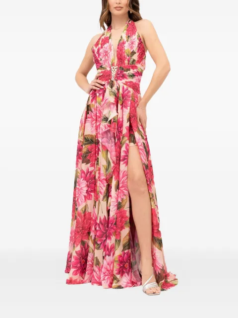 Babylone Paris floral-print halter-neck dress Pink S00886FIOREFUXIA